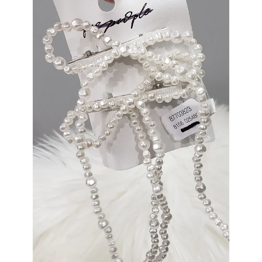 FREE PEOPLE Beaded Bow Barrette Dainty Clip Pin Hair Accessories coquette pearl